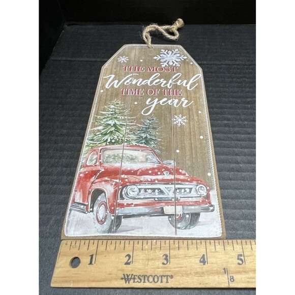 Christmas House Sign It's the Most wonderful Time of the Year Red Car Wall Decor - Picture 7 of 9